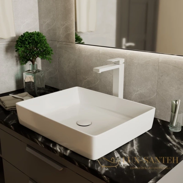 смеситель для раковины d&k bayern.liszt da1512008 высокий, белый матовый