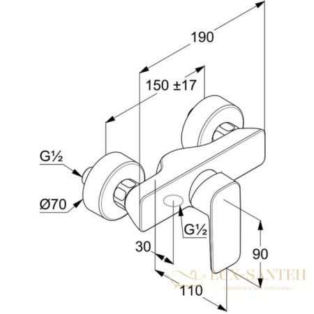 смеситель kludi pure&style 408413975 для душа, черный матовый