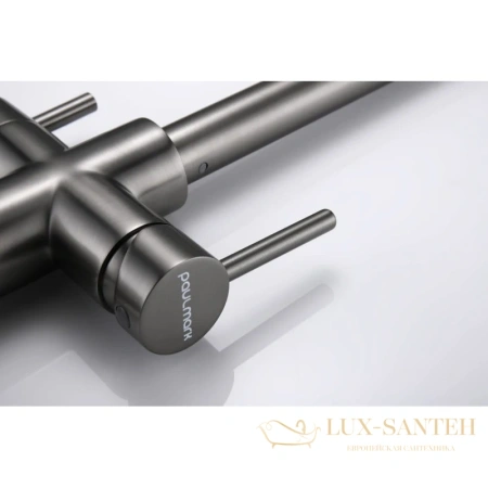 смеситель paulmark lange la214212-gm для кухни с подключением к фильтру, вороненая сталь