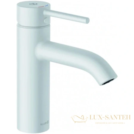 смеситель kludi bozz white 382885376 для раковины, с донным клапаном, белый матовый