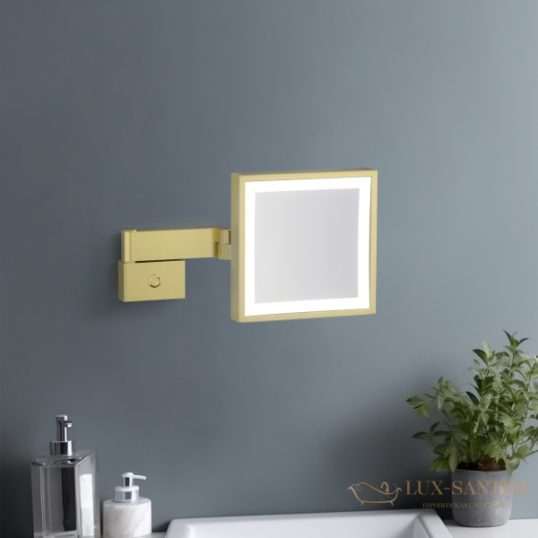 косметическое зеркало timo saona 17074/17, х-5 кратное увеличение, 220 в, холодный свет, с возможностью скрытого подключения, золото матовое