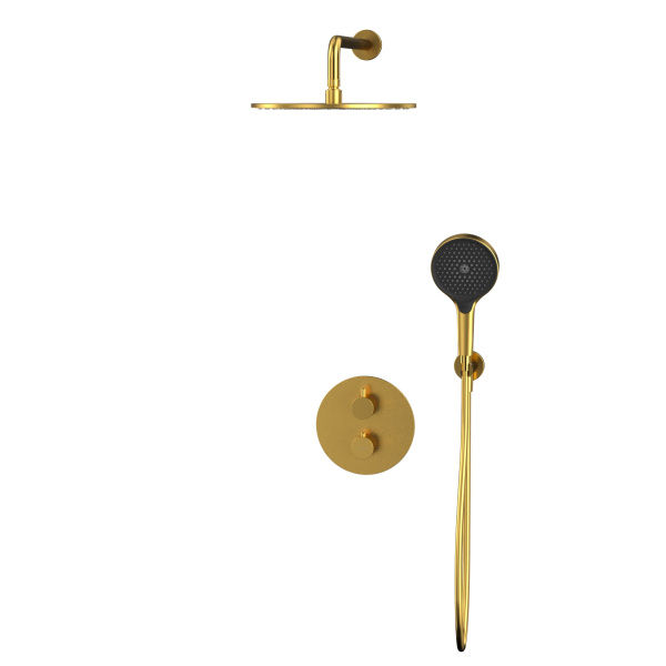 термостатическая душевая система скрытого монтажа whitecross y, yset08topglb, золото брашированное