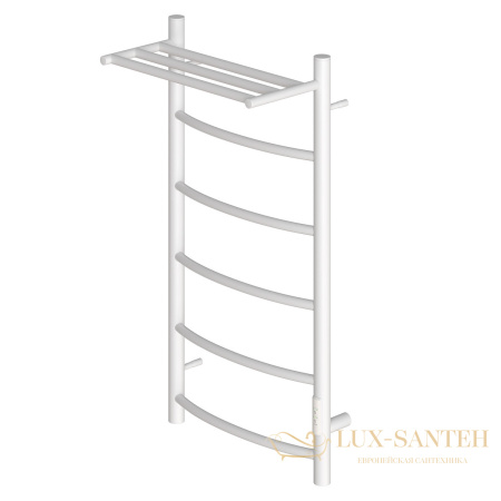 полотенцесушитель 400x800 электрический point афина pn04848pw п5 с полкой, диммер справа, белый