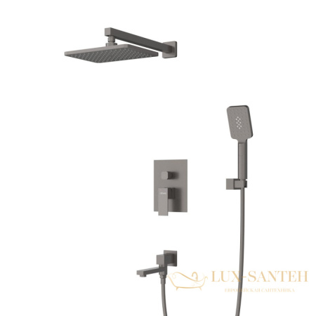 душевая система встраиваемая для ванны cezares slider-vdset-gm, со встроенной частью, оружейная сталь брашированная
