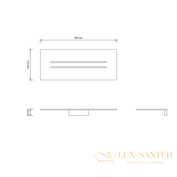 полка для душа 300 мм, decor walther mk da 0523276, нержавеющая сталь