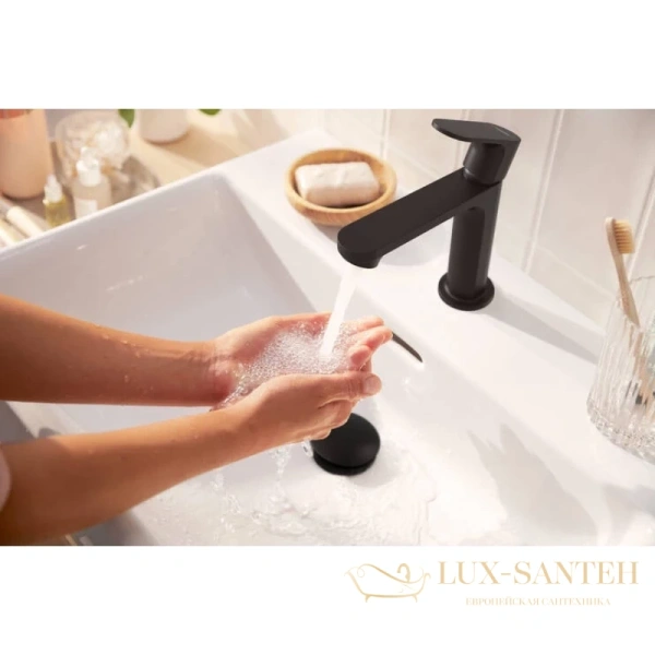 смеситель для раковины hansgrohe rebris s 72520670, без донного клапана, черный матовый