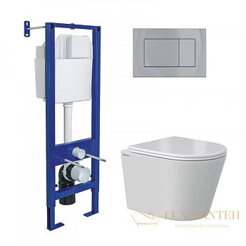 комплект berges 043384: подвесной унитаз vita с системой инсталляции atom 410 и панелью смыва, хром глянцевый