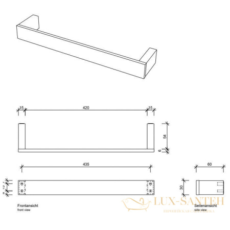 полотенцедержатель 450 мм, decor walther contract hte45, 0650777, нержавеющая сталь pvd