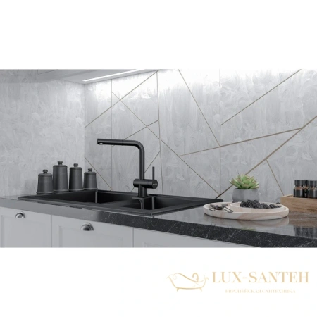 смеситель paulmark dosse do214418-418 для кухни, хром/черный металлик