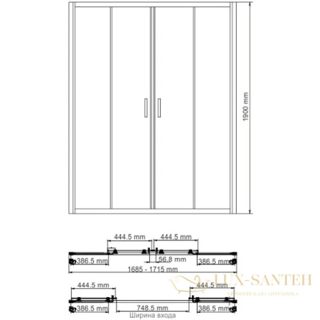 душевая дверь wasserkraft lippe 45s09 170 см 