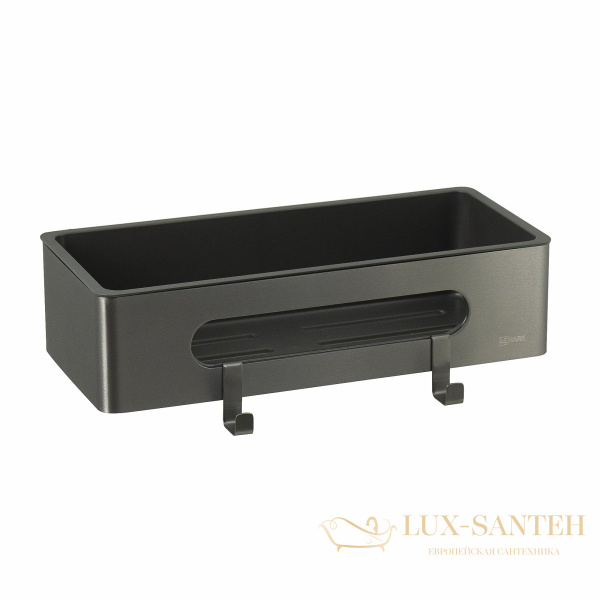 полка для душа lemark shelf line 9776045, 295 мм, с крючками и вставкой из пластика, графит