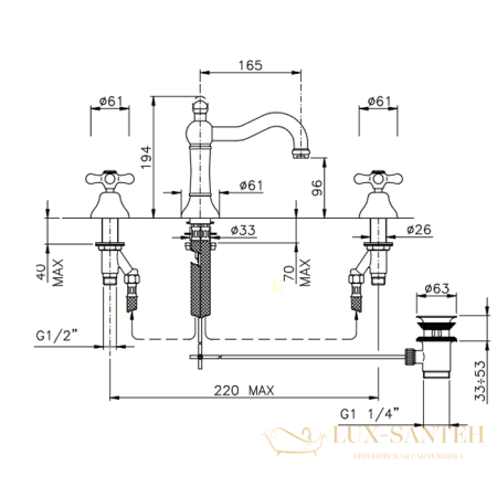 смеситель для раковины, nicolazzi nuova brenta, 2509cr, с донным клапаном, хром