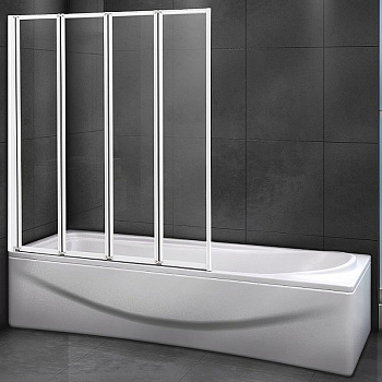 шторка на ванну cezares relax relax-v-4-100/140-c-bi 100x140 профиль жемчужно-серый, стекло прозрачное