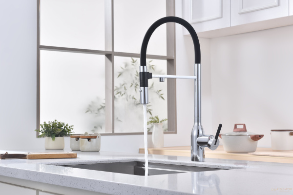 смеситель для кухни под фильтр с гибким изливом paulmark magneto one ma213188-cr, хром