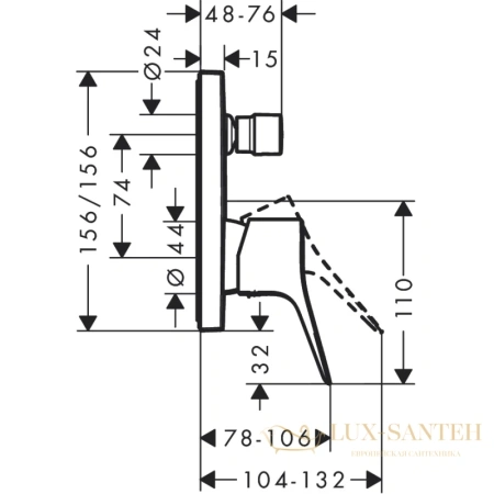 смеситель для ванны hansgrohe vivenis 75416700, белый матовый