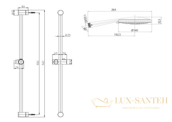 душевой гарнитур bossini mixa d04065p.021, золото