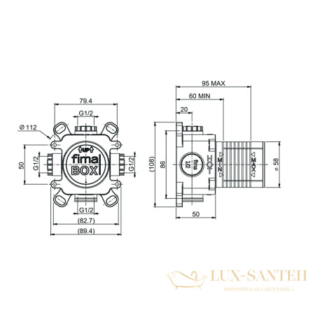 встраиваемая часть fima carlo frattini f3040, для смесителя на 1 выход