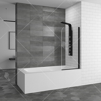шторка rgw screens 06110908-14 на ванну sc-09 в 80x150, профиль черный, стекло прозрачное