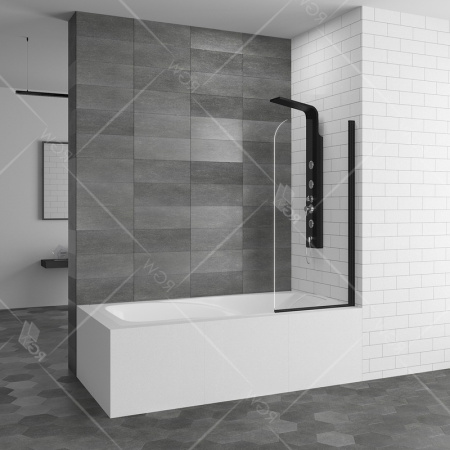 шторка rgw screens 06110907-14 на ванну sc-09 в 70x150, профиль черный, стекло прозрачное