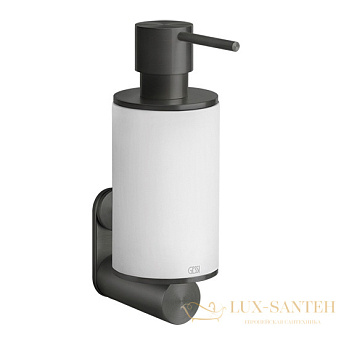 дозатор gessi 316 accessories 54713.707 подвесной, black metal brushed pvd/белый