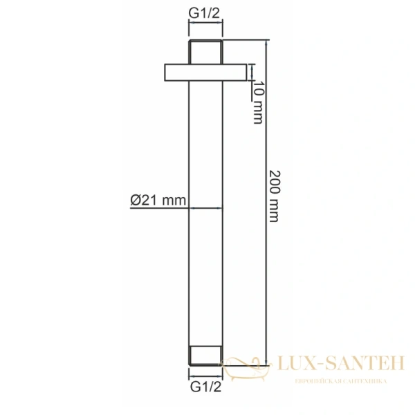 кронштейн для верхнего душа wasserkraft a233 200 мм, белый матовый