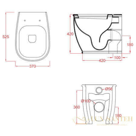 унитаз напольный artceram atelier atv002 41 00 безободковый, серо-коричневый матовый