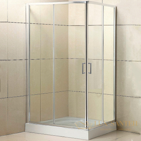 душевой уголок belbagno uno uno-195-ah-2-100/80-c-cr 100x80 см профиль хром, стекло прозрачное 
