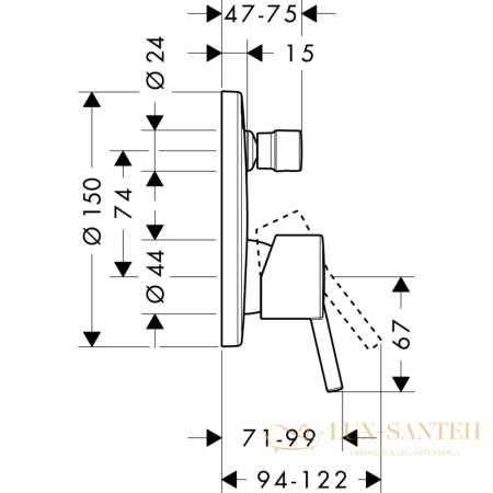 смеситель для ванны с душем hansgrohe talis s 32477000, хром