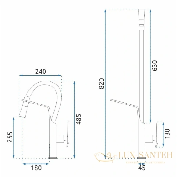 смеситель rea castor rea-b6935 для кухни, черный матовый
