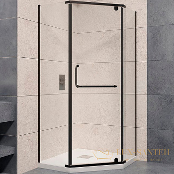 душевой уголок rgw passage 35088100-14 pa-081b 100x100, профиль черный, стекло прозрачное