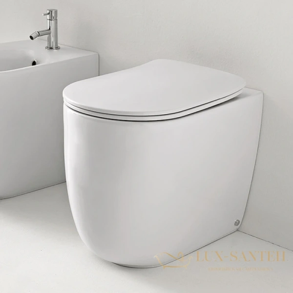 приставной безободковый унитаз kerasan nolita 531830, белый матовый