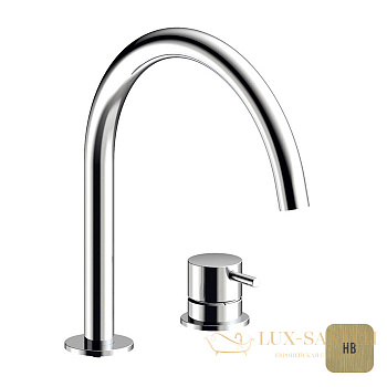 смеситель для раковины на 2 отверстия almar e214005.hb, без донного клапана, латунь брашированная pvd