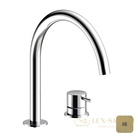 смеситель для раковины на 2 отверстия almar e214005.hb, без донного клапана, латунь брашированная pvd