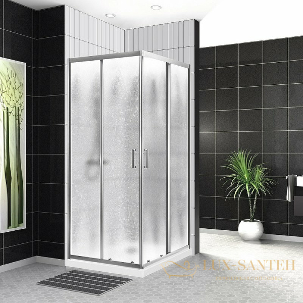 душевой уголок belbagno uno uno-195-a-2-90-ch-cr 90х90 см профиль хром, стекло шиншилла