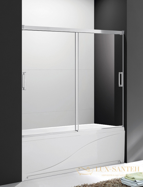 шторка на ванну cezares tandem-soft tandem-soft-vf-2-180/145-c-cr-iv 180 см профиль хром, стекло прозрачное