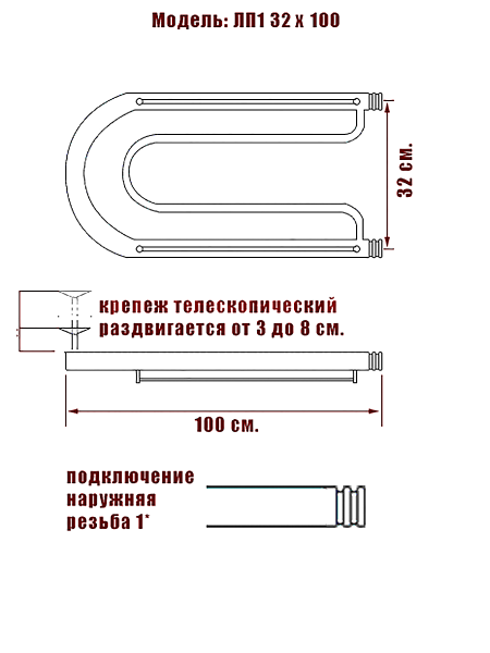 полотенцесушитель ника econ пл 32/100 с полкой, цвет хром