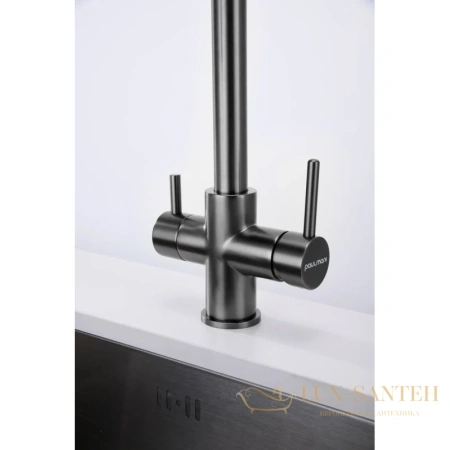 смеситель paulmark lange la214212-gm для кухни с подключением к фильтру, вороненая сталь