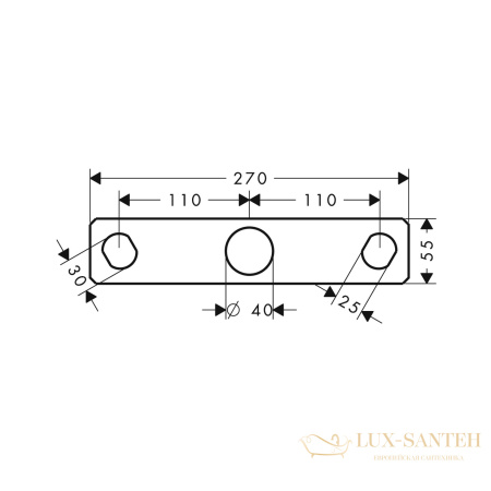 монтажная панель для смесителя на 3 отверстия axor citterio, 39449000, на борт ванны, хром