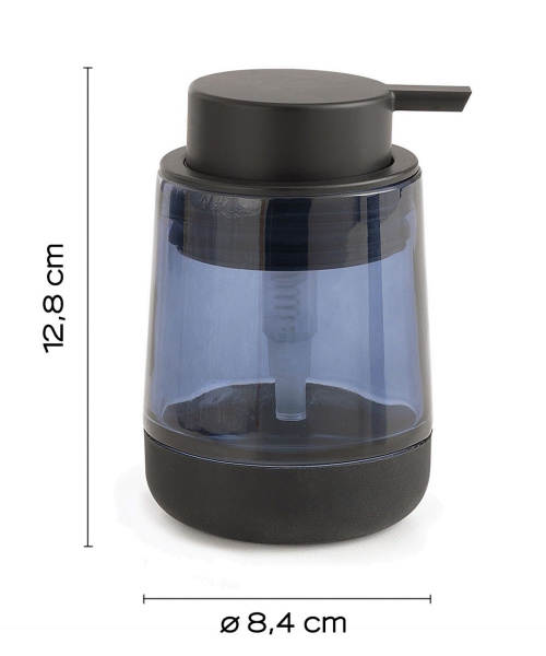 настольный стеклянный дозатор с черной пластиковой помпой gedy nicole nc80(05), голубой