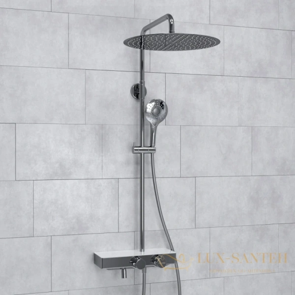 душевая система wasserkraft aller a113.117.101.ch thermo 400 мм, хром