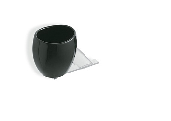 stil haus aria, ar10(08-ne), настенный керамический стакан, цвет хром - черная керамика