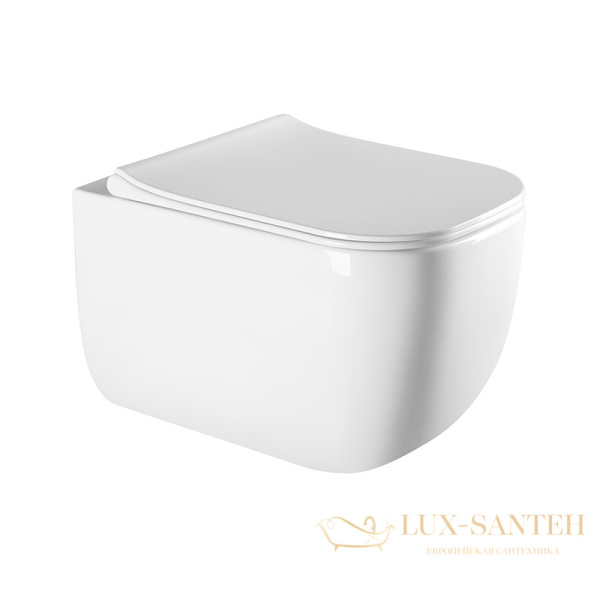 унитаз подвесной безободковый charus pinto rimless ewc700-126w, с быстросъемной крышкой с сиденьем, микролифт,белый глянцевый