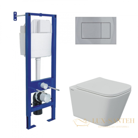 комплект berges 043369: подвесной унитаз floe s с системой инсталляции atom 410 и панелью смыва, хром глянцевый