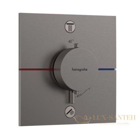 термостат для душа встраиваемый hansgrohe showerselect comfort e, 15572340, на 2 выхода, черный хром шлифованный