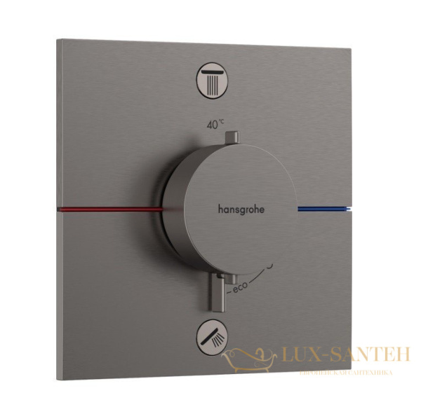 термостат для душа встраиваемый hansgrohe showerselect comfort e, 15572340, на 2 выхода, черный хром шлифованный