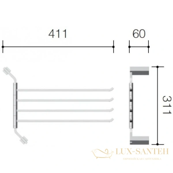 полотенцедержатель schein watteau 12844 41 см, хром