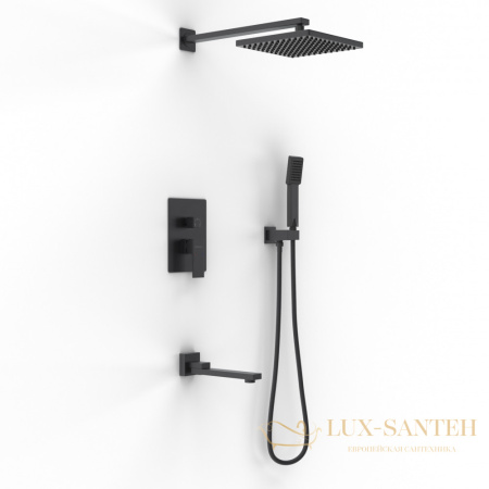 душевая система для ванны berges nardis 3s, 071011, встраиваемая, черный матовый