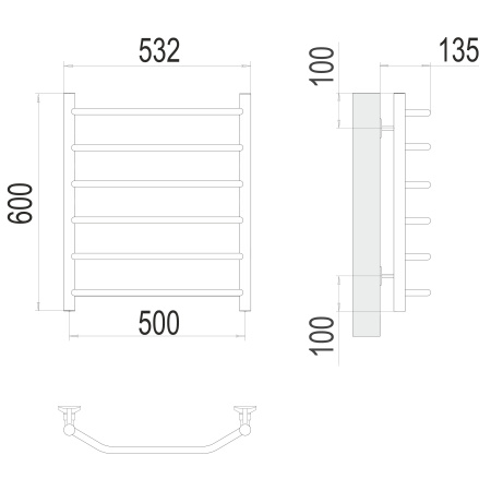 полотенцесушитель водяной terminus виктория 4670078530080 п6 500х600