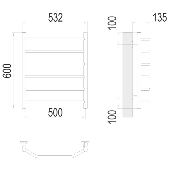 полотенцесушитель водяной terminus виктория 4670078530080 п6 500х600