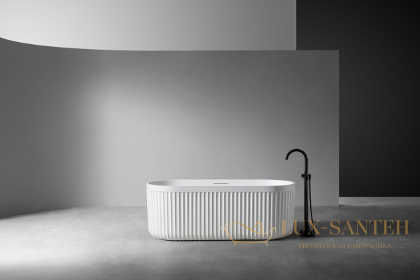 ванна свободностоящая из искусственного камня abber stein am9925, 170х75х60h см, белый матовый 